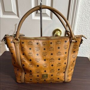 MCM Monogram Cognac Shoulder Bag